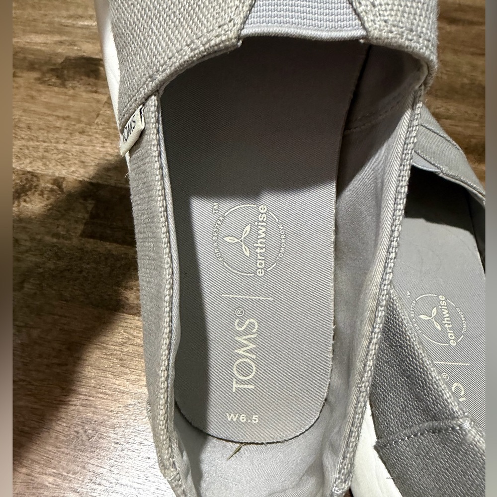 Toms Light Gray Canvas Slip-Ons - Picture 3 of 4